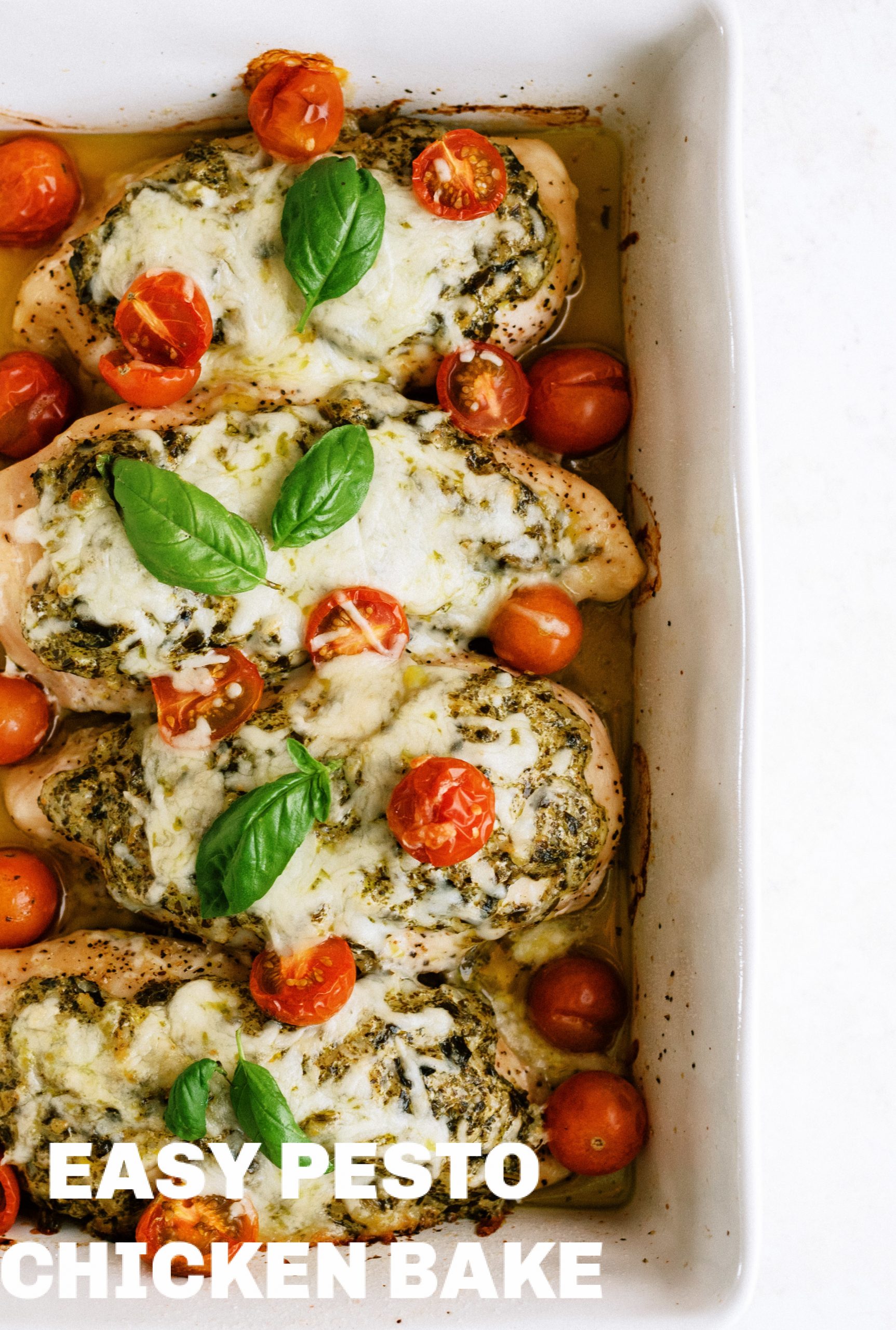 Pesto Chicken Bake with toppings