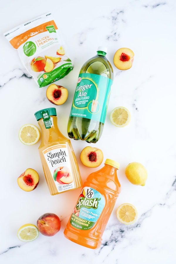 Ingredients needed to make Sparkling Peach Punch