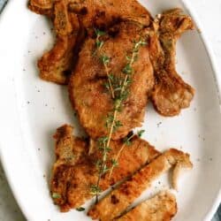 Perfect Fried Pork Chops on a plate.