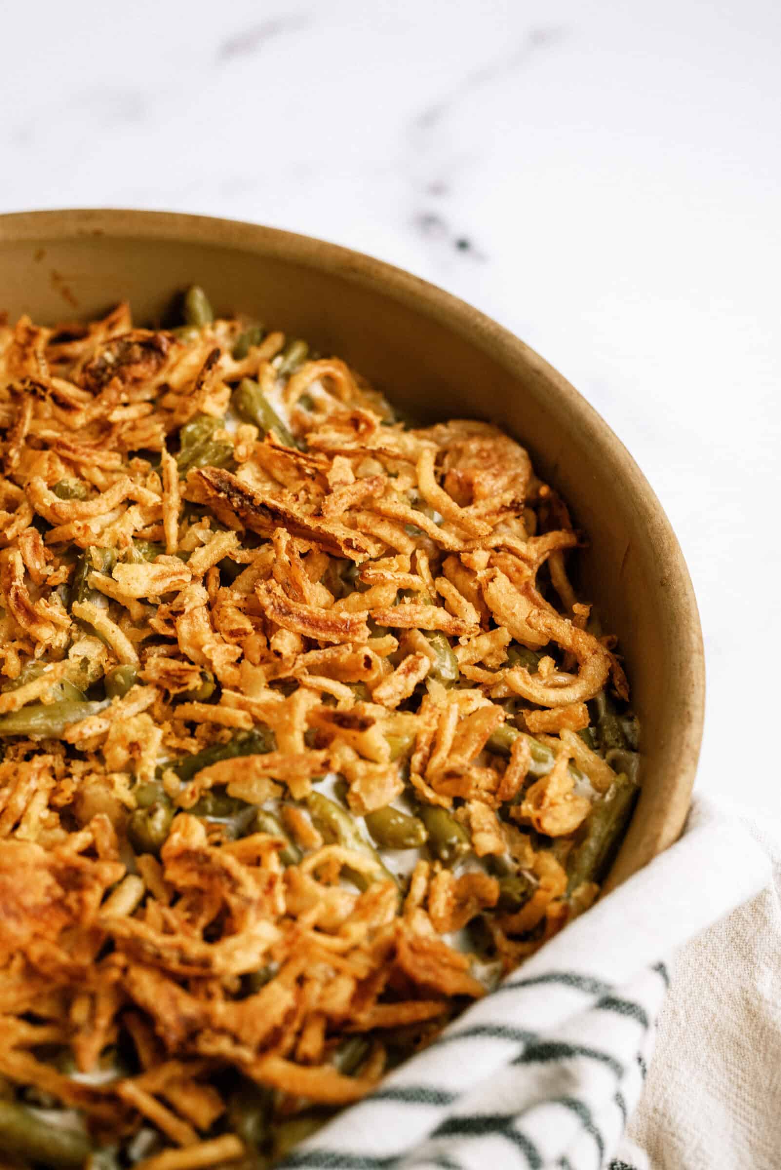 Casserole all baked with extra onions on top