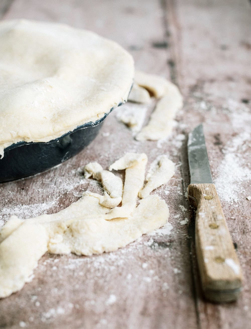 trimmed edges off the excess pie dough