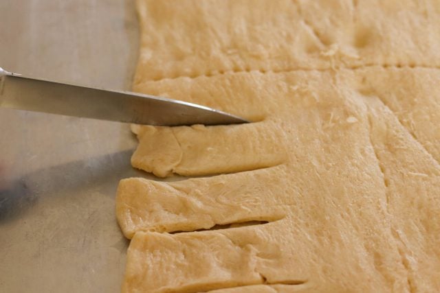 Puff pastry cut for braiding