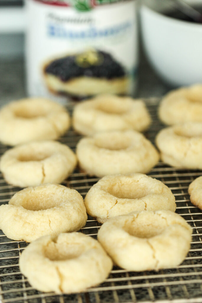 Blueberry Thumbprint cookies with hole in them
