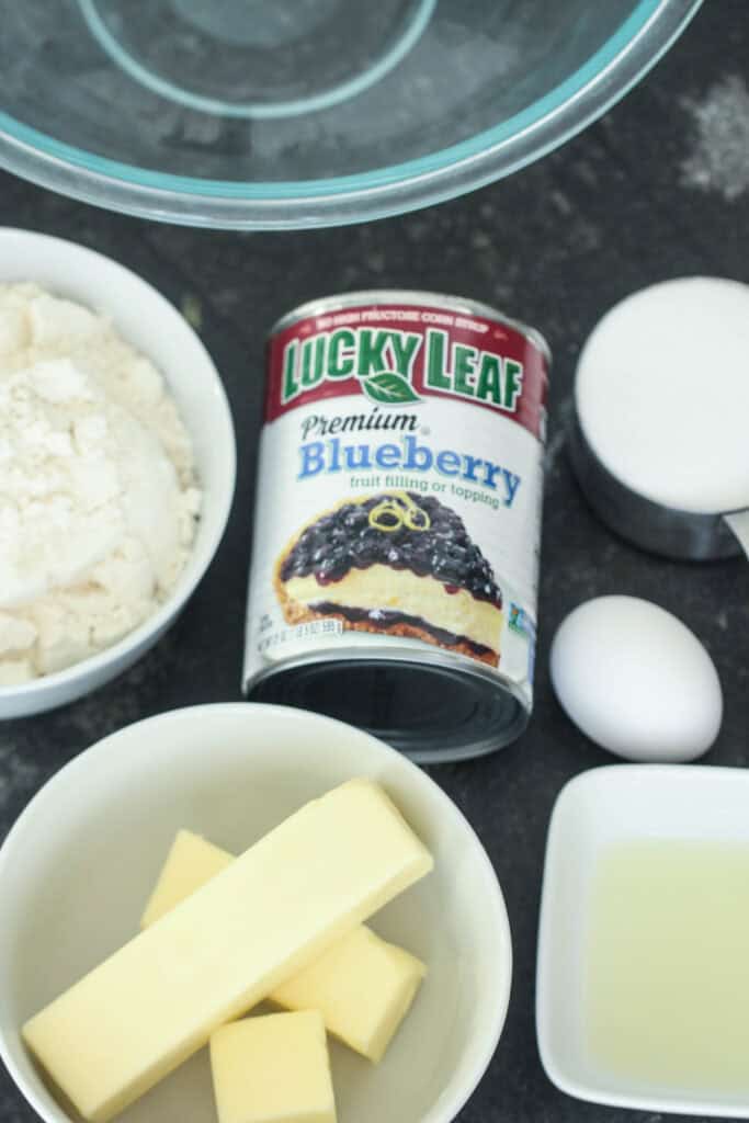 Ingredients for cookies and Blueberry filling