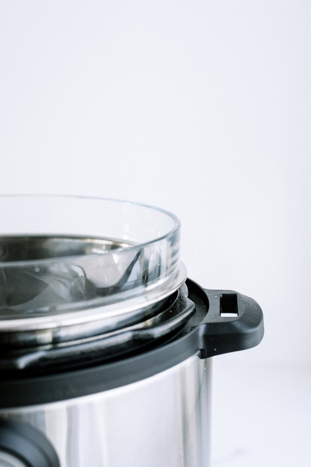 glass bowl on top of Instant pot