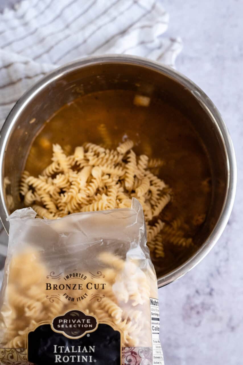 Rotini pasta added to the Instant Pot