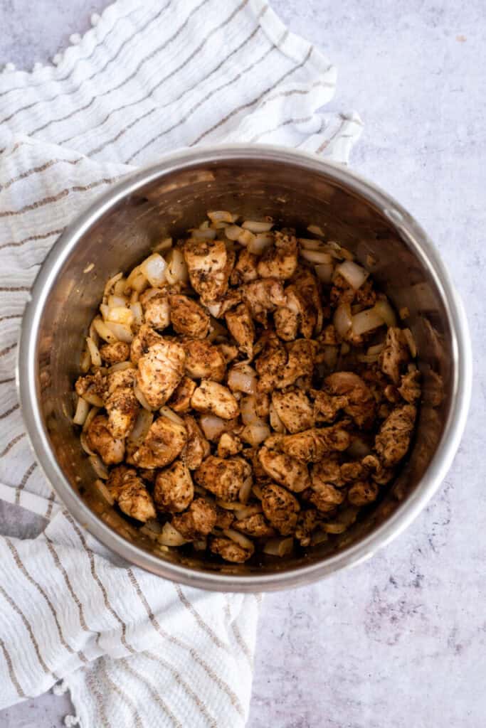 Cooked chicken in the Instant Pot.