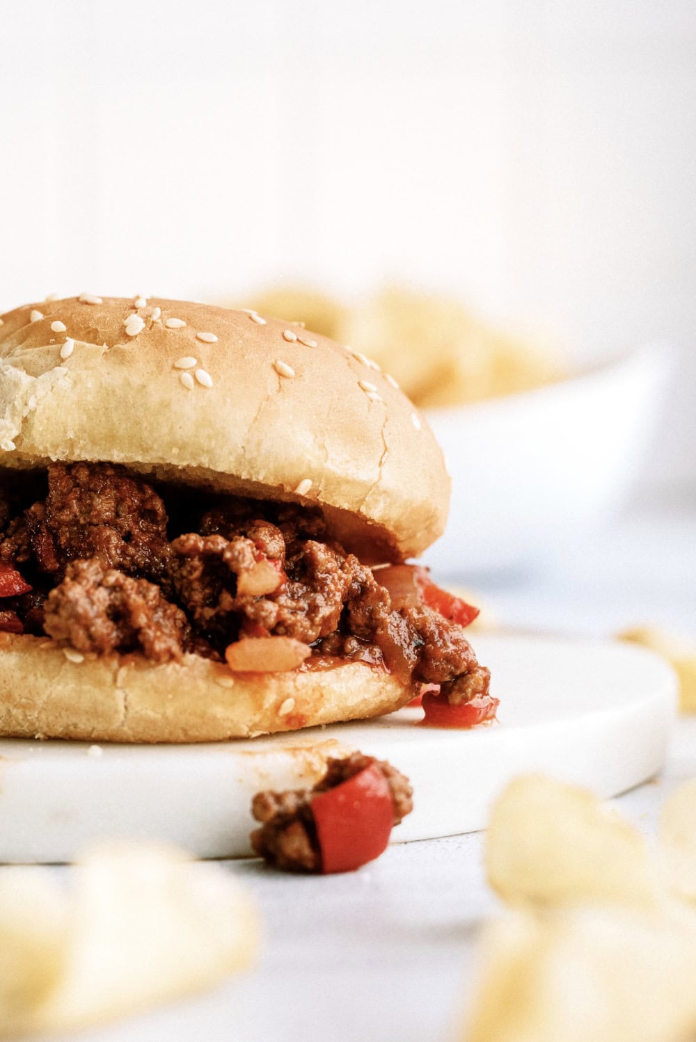 up close photo of instant pot sloppy joes 