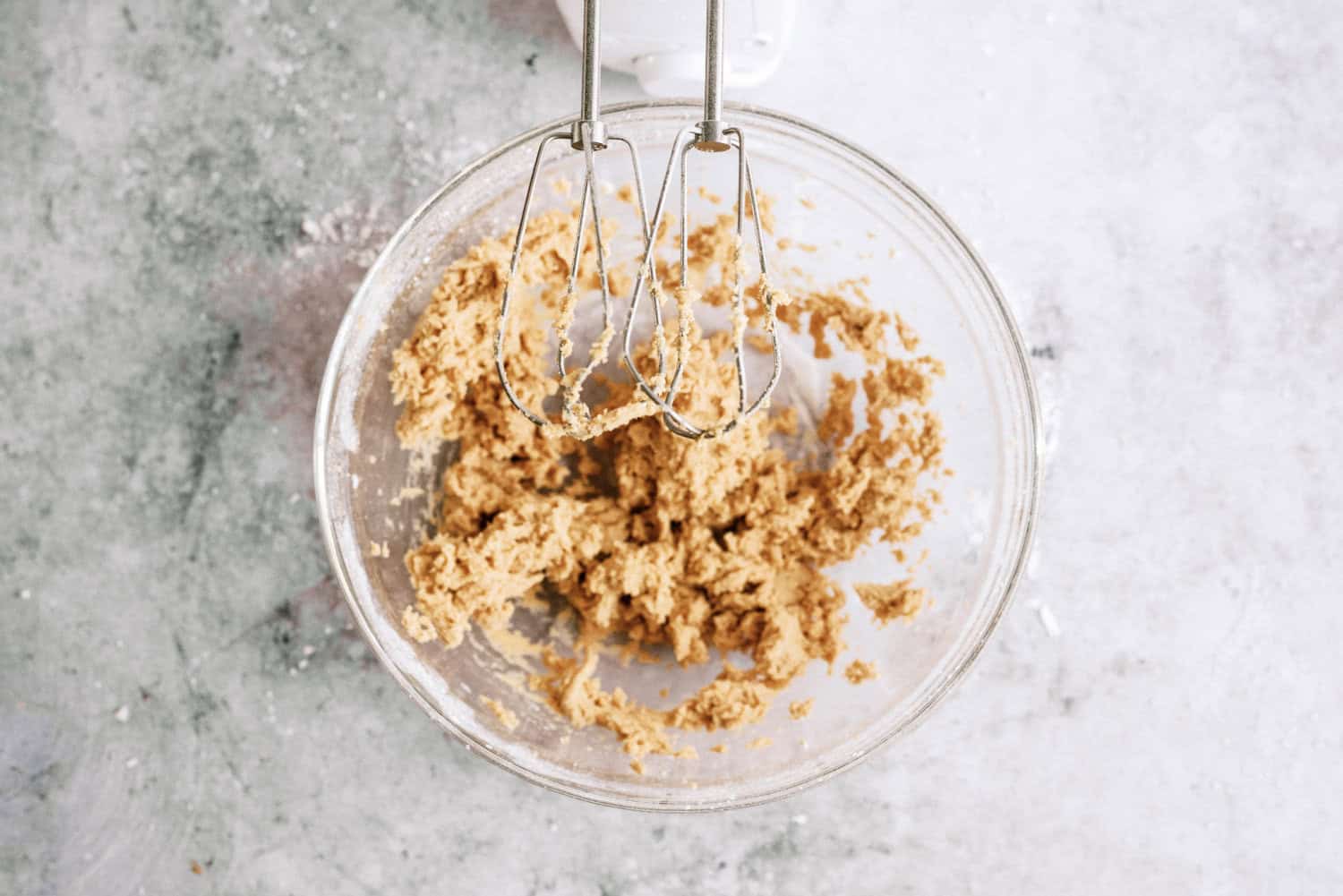 peanut butter filling mixed together in a glass bowl