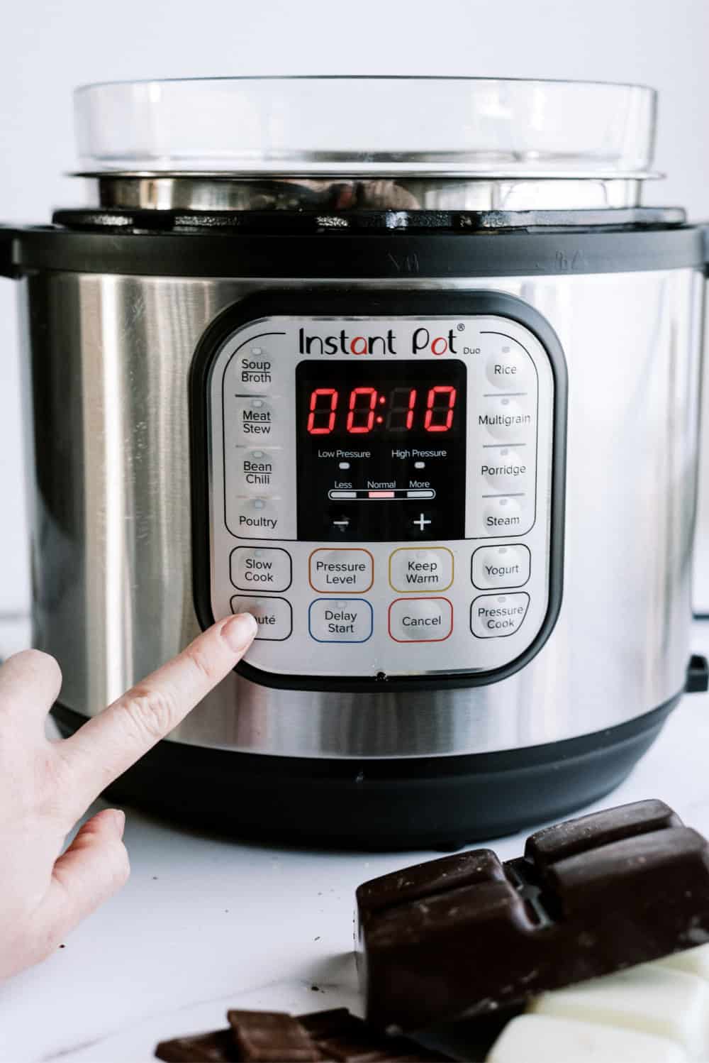 press saute button on Instant Pot