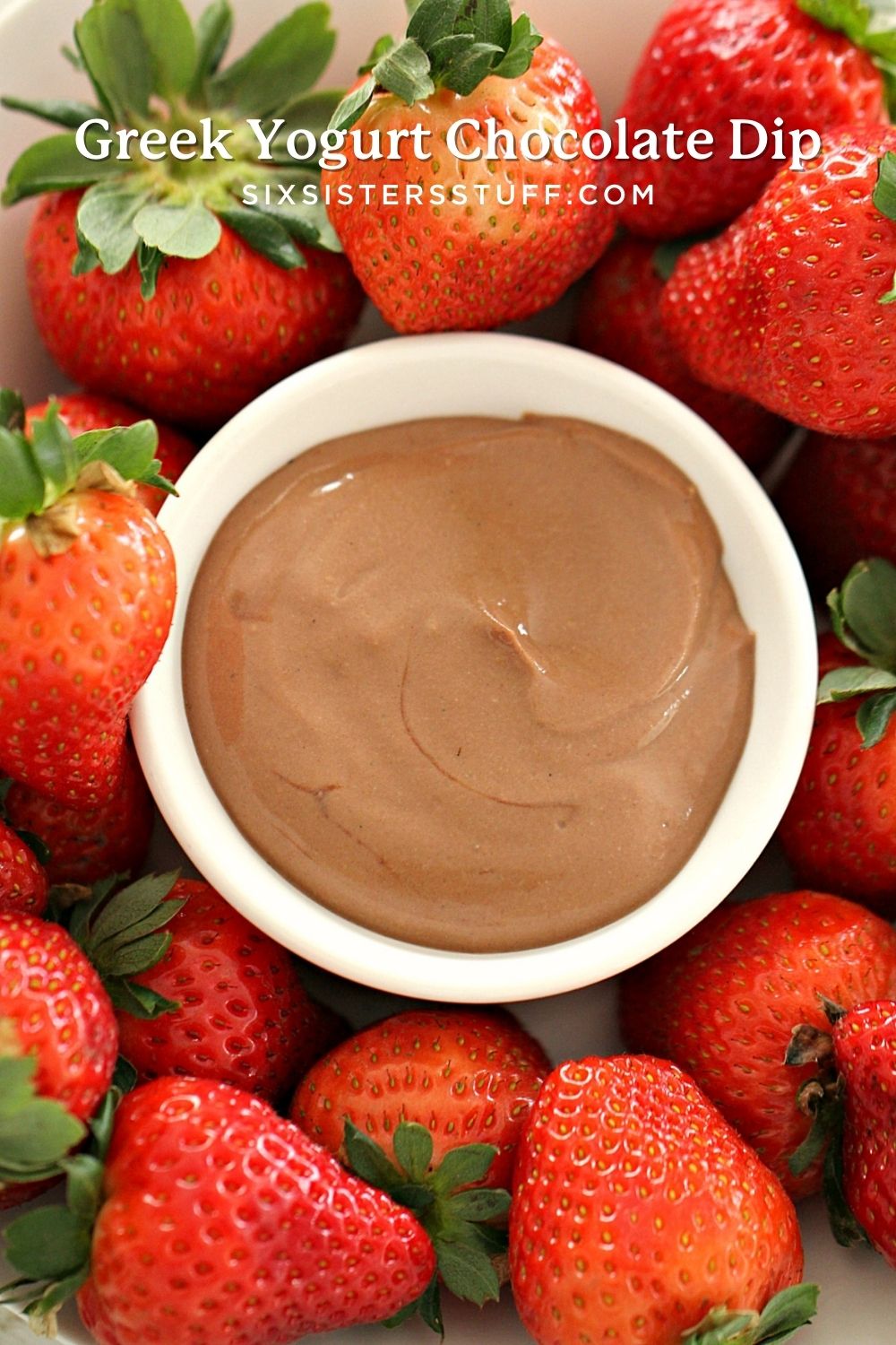 Greek Yogurt Chocolate Fruit Dip with strawberries