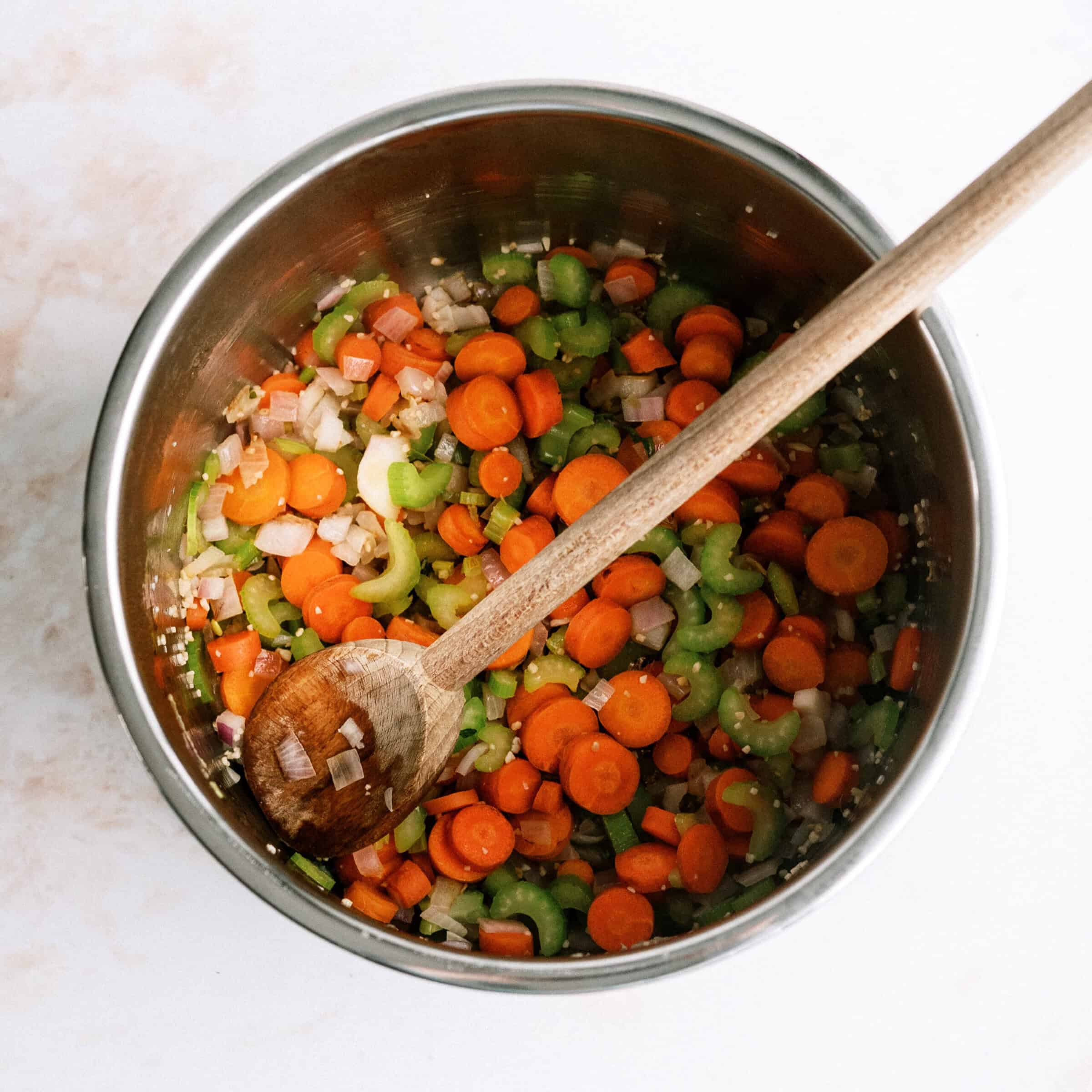 Veggies added to Italian Wedding soup