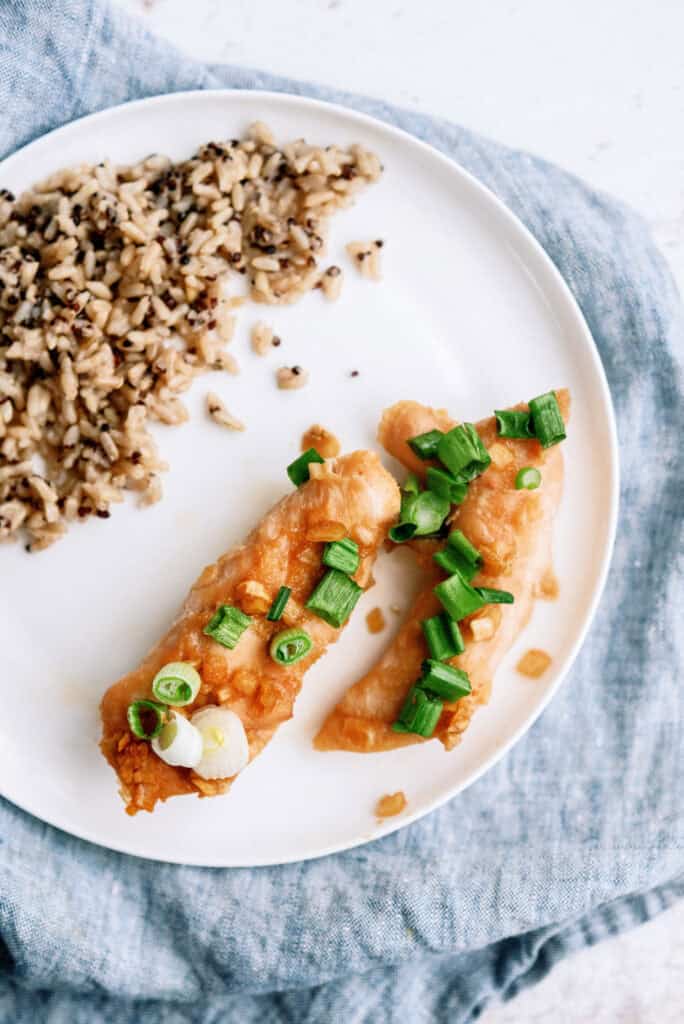 Baked Honey Chicken Tenders on plate