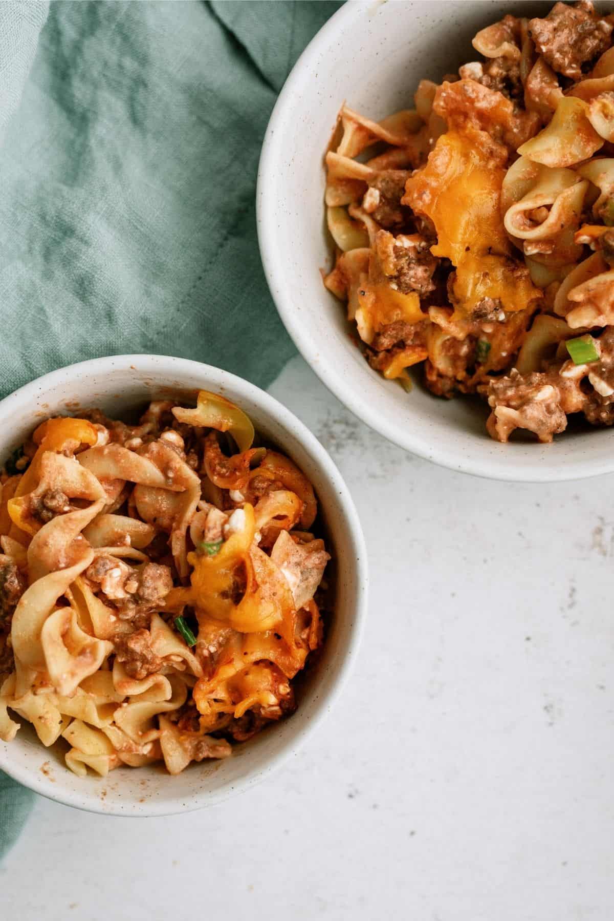 Beef and Noodle Casserole in dish