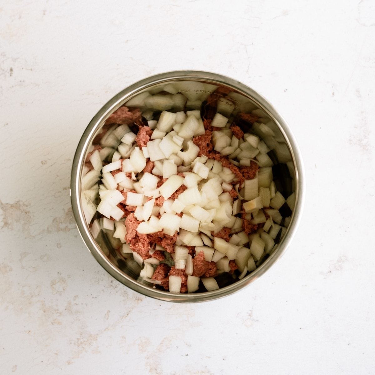 Ground Turkey and Diced Onion in Instant Pot