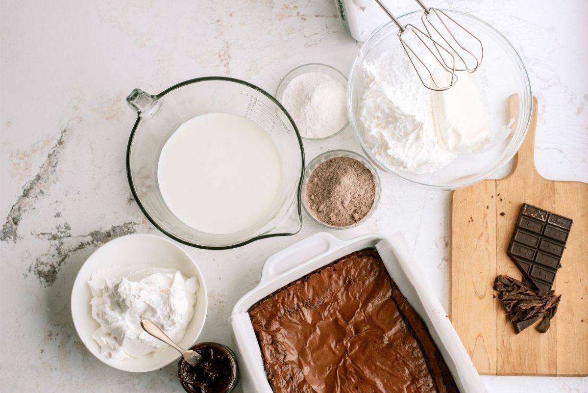 Ingredients for Layered Brownie Pudding Dessert