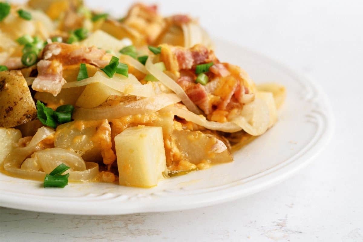 Slow Cooker Bacon Cheese Potatoes plated