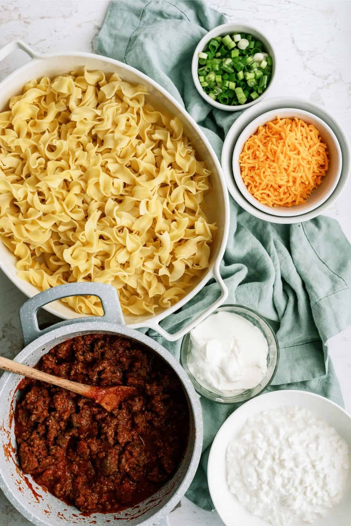 ingredients for beef and noodle casserole