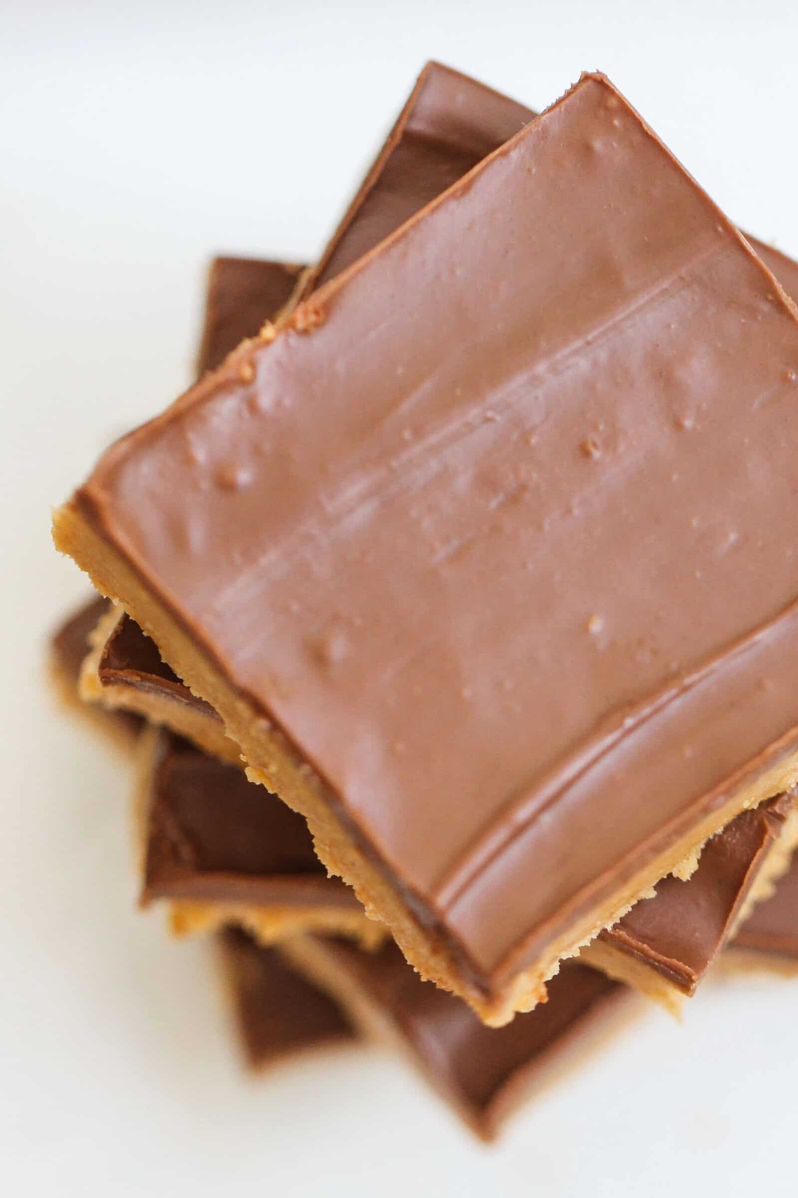 No bake peanut butter bars sliced