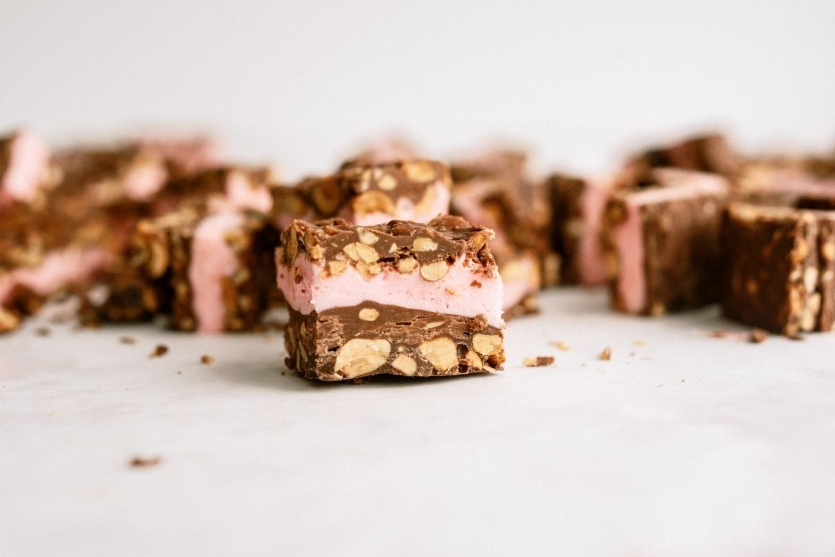 pieces pf chocolate cherry nut bars