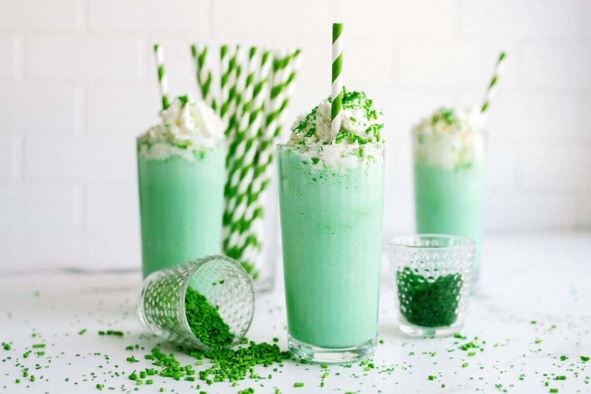 Copycat McDonald's Shamrock Shake with sprinkles