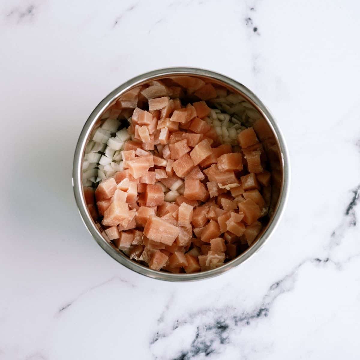 Diced Chicken and Onion in Instant Pot for Instant Pot Creamy Tortellini Soup