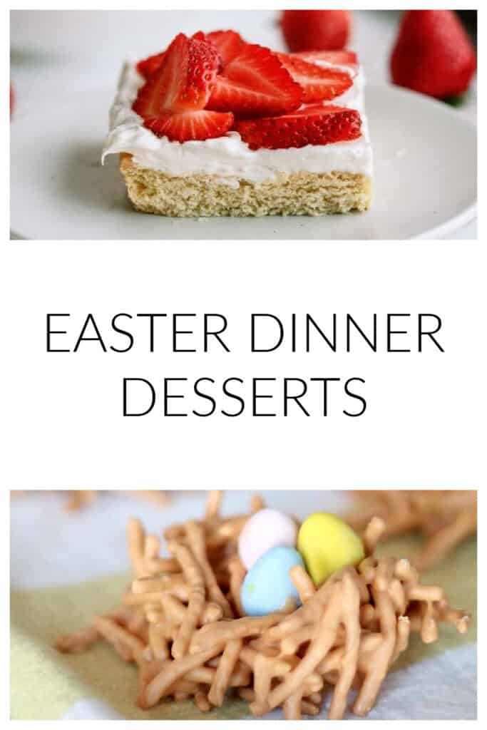 easter dinner dessert recipe ideas - strawberry cookie bars and chow mein birds nest cookies