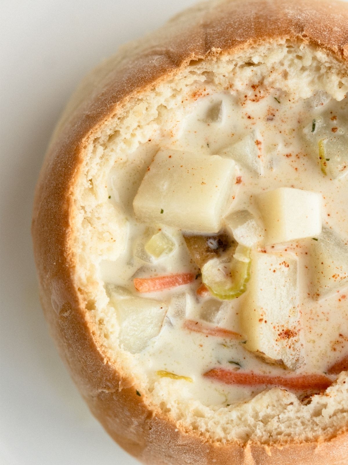 Homemade Bread Bowl with soup