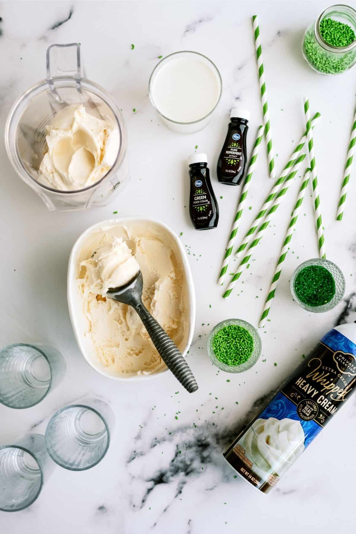 Ingredients for Copycat McDonald's Shamrock Shake