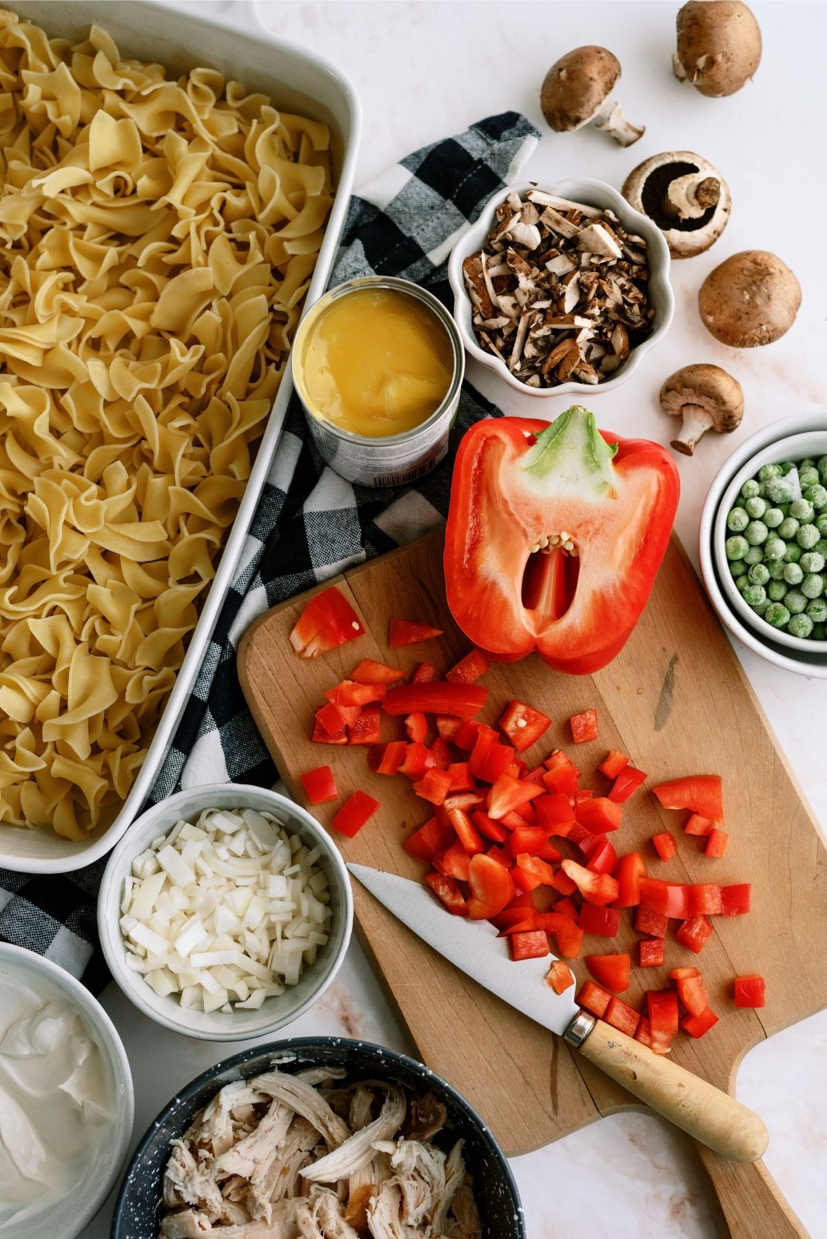 Ingredients for Easy Chicken and Noodle Casserole