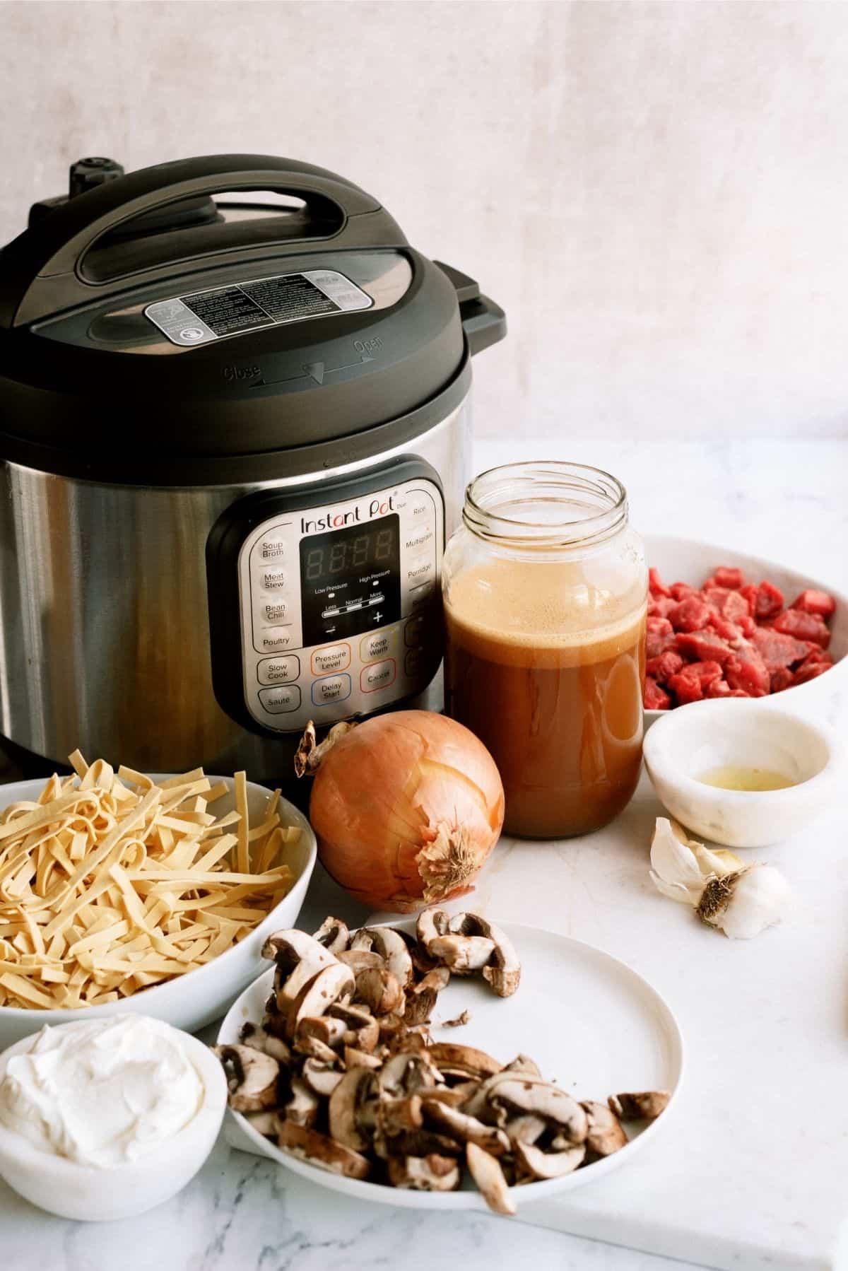 Ingredients for Instant Pot Beef Stroganoff Recipe