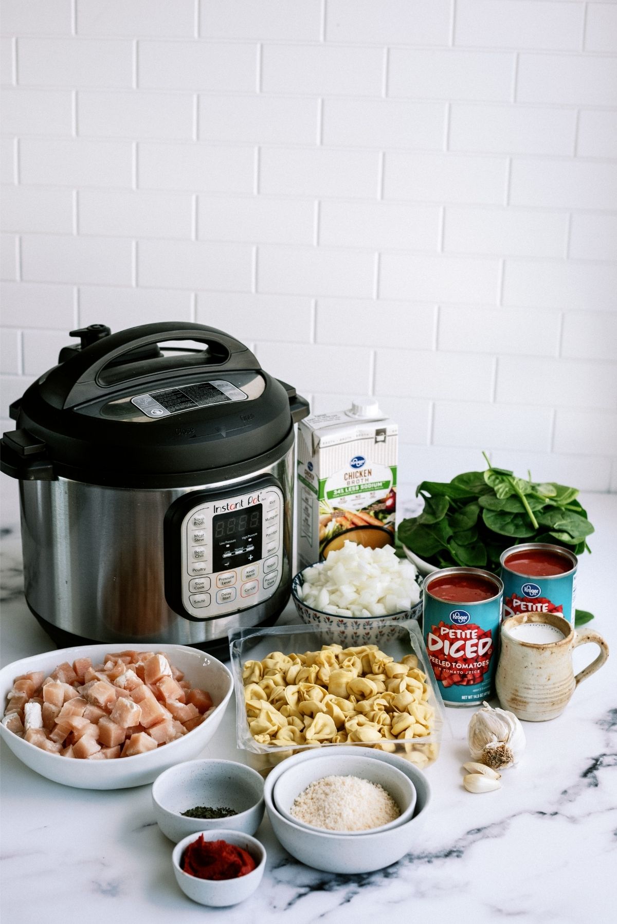 Ingredients for Instant Pot Creamy Tortellini Soup