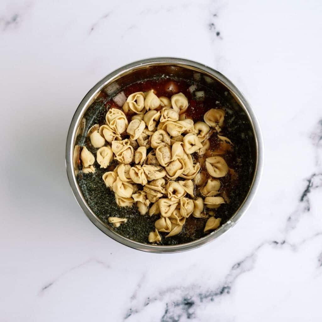 Tortellini added to Instant Pot.