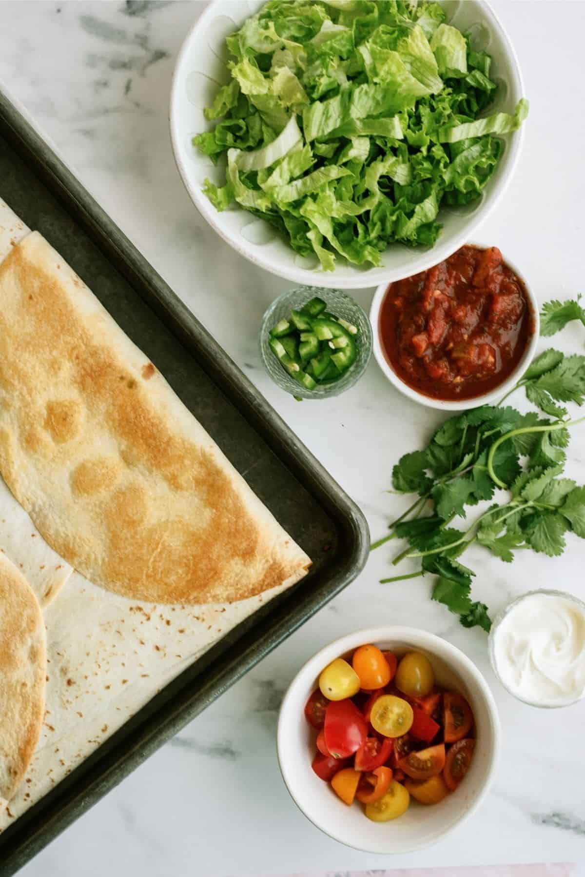 Sheet Pan Quesadillas (with ground turkey) - The Gingered Whisk