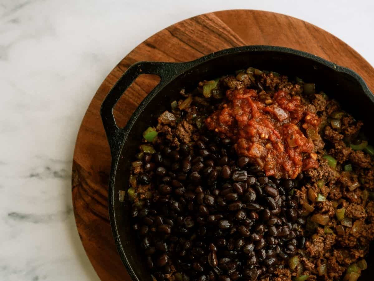 Beef and Bean mixture for Sheet Pan Ground Beef Quesadillas Recipe