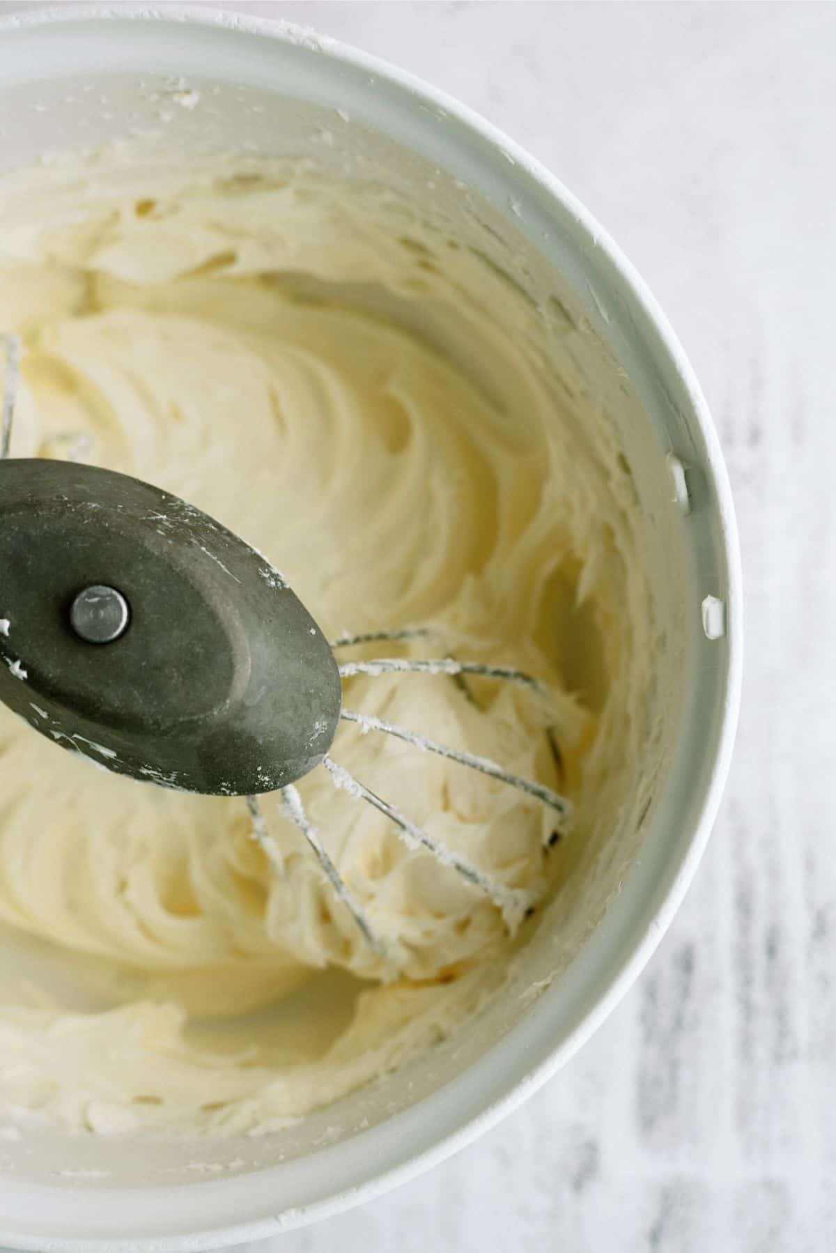 Cream Cheese Mixture in Mixing Bowl