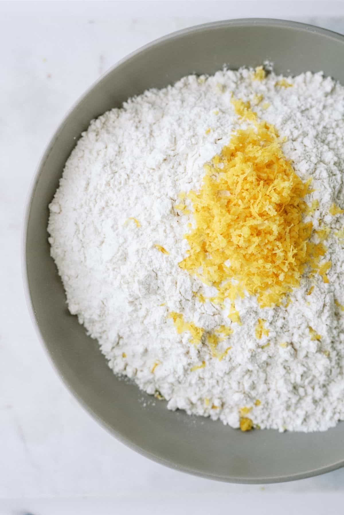 Flour and Lemon Zest in bowl