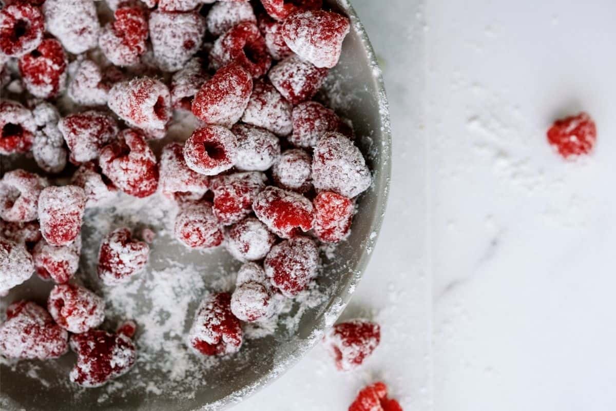 Fresh Raspberries tossed in flour