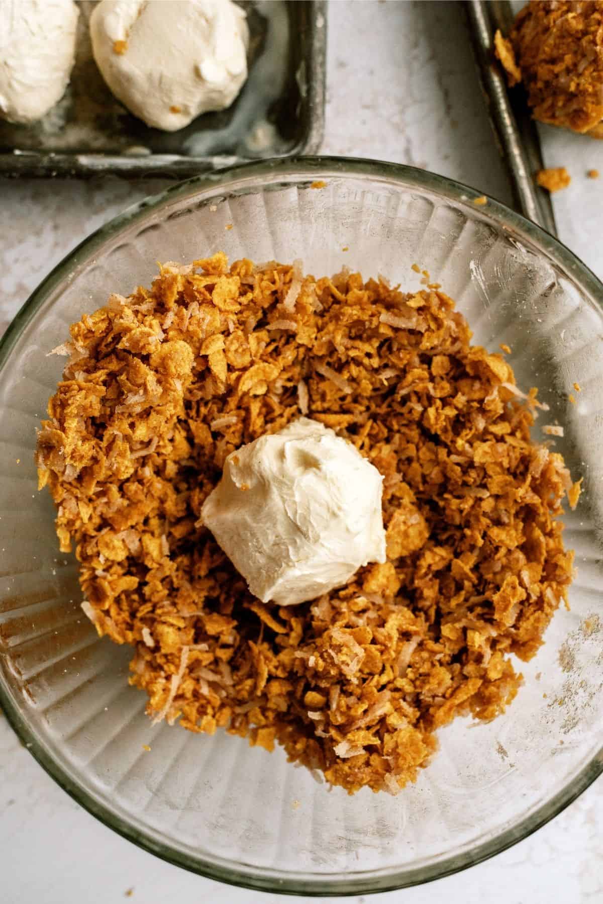 Rolling Ice Cream Ball in the Coconut Mixture