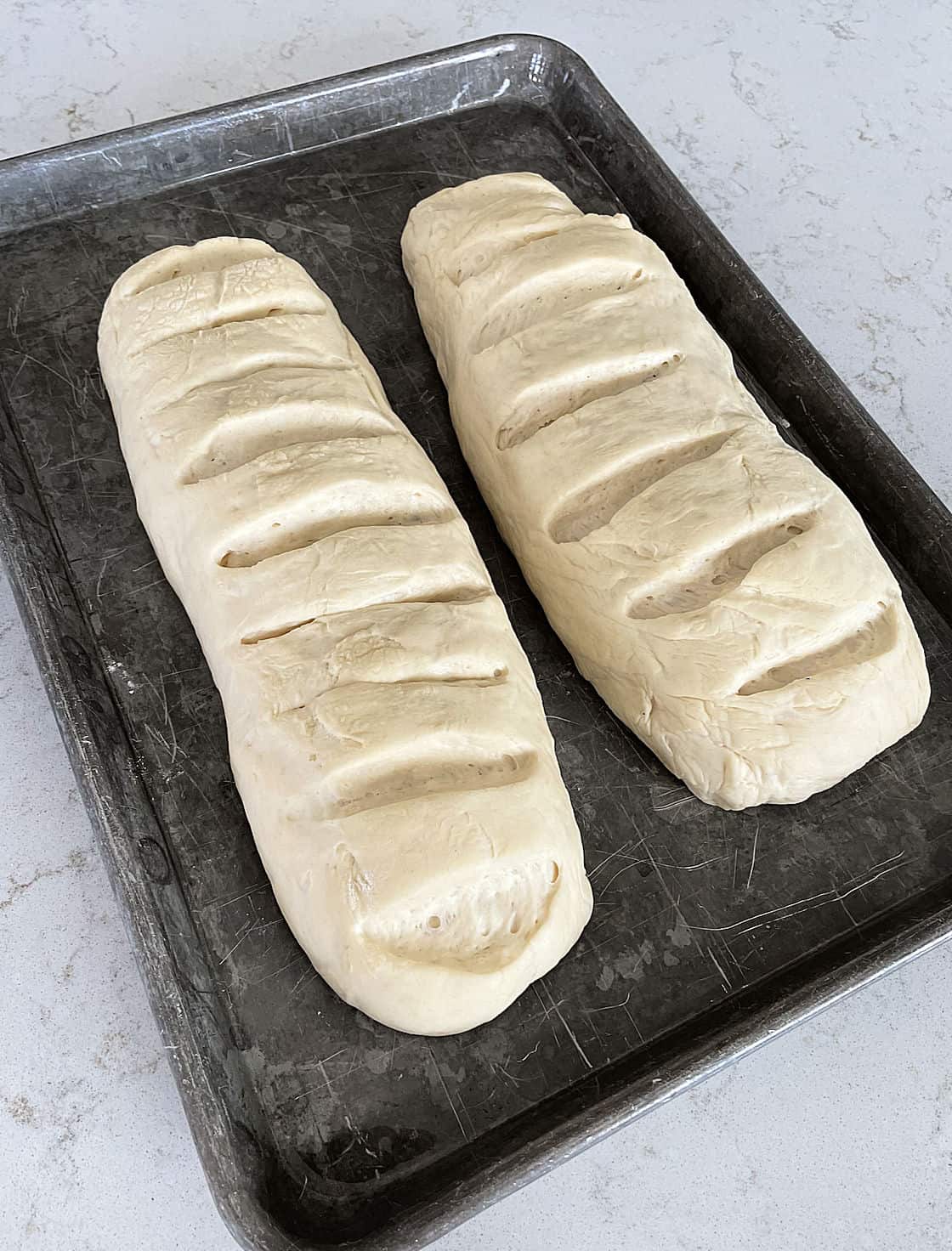 dough risen until it's doubled in size