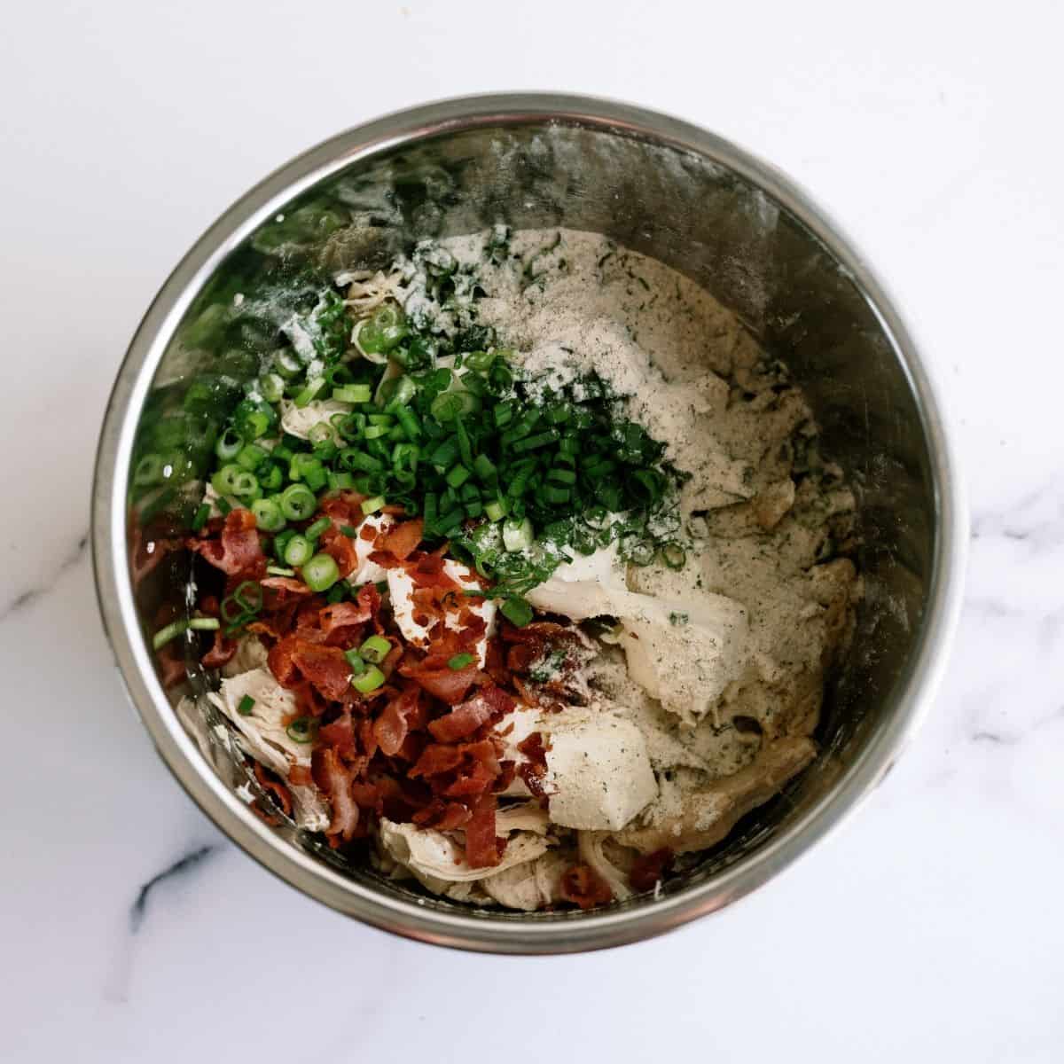 All ingredients for Chicken Bacon Ranch Sandwiches in the Instant Pot