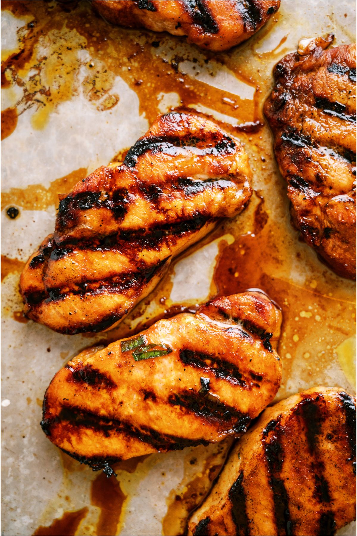 Gilled Pork Chops on a white background.
