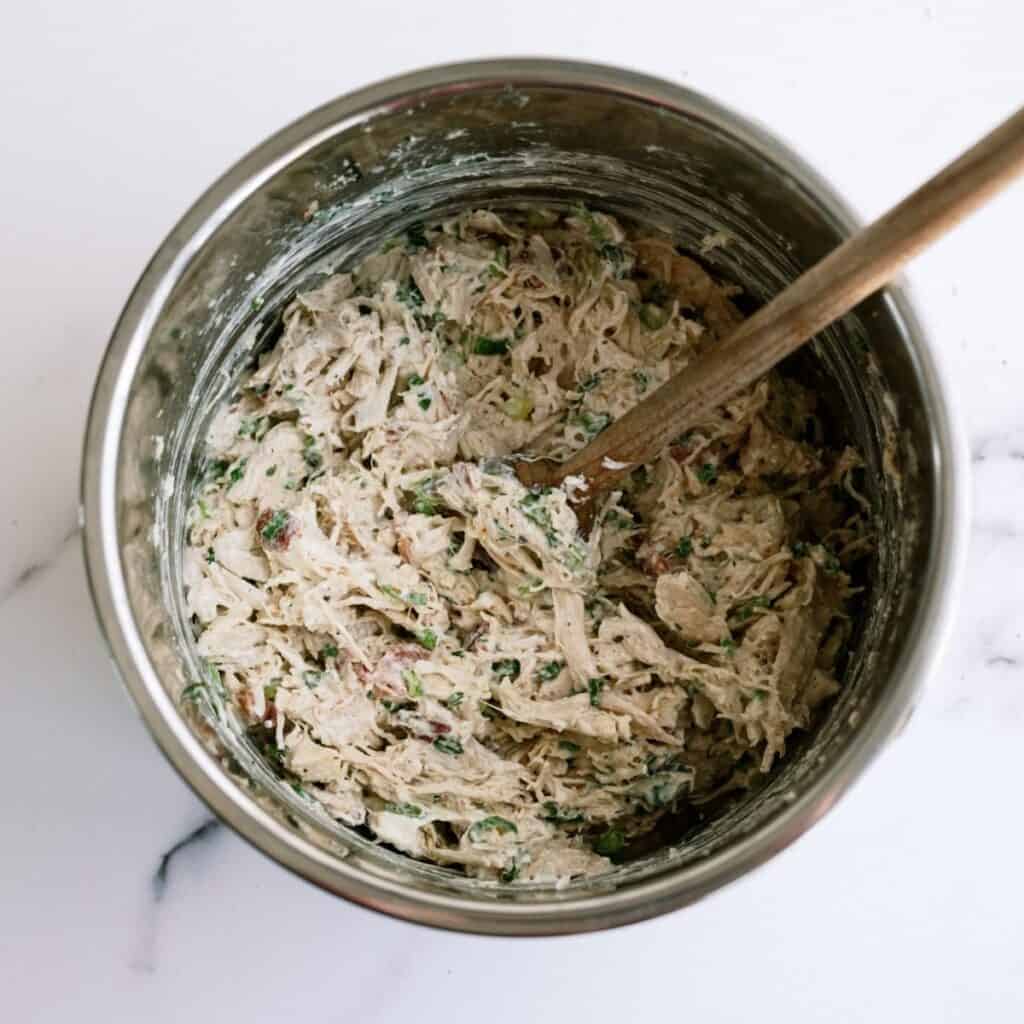 Chicken Bacon Ranch Sandwich mixture in the instant pot.