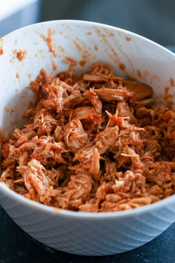 hawaiian bbq chicken shredded in a bowl