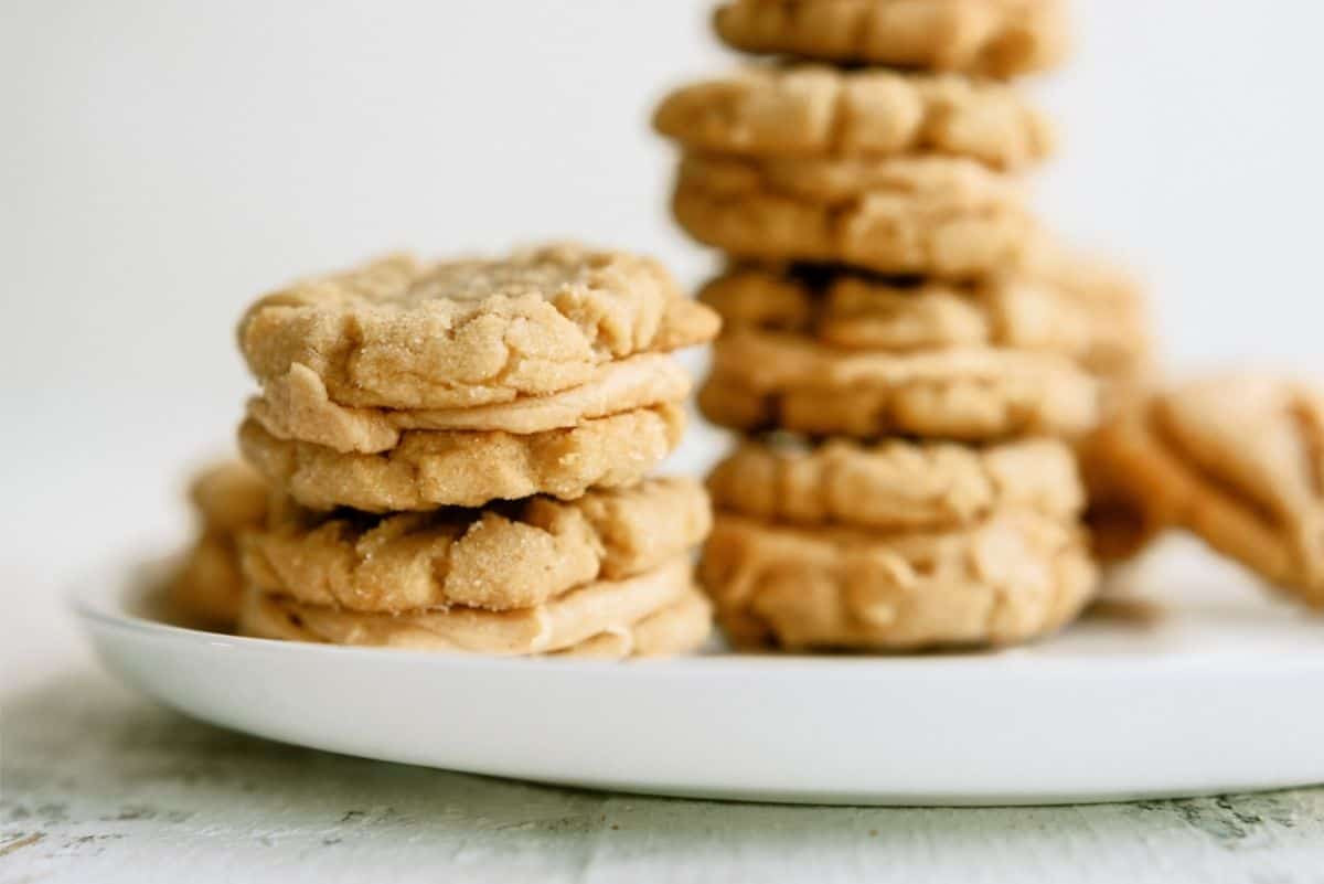 Homemade Nutter Butter Cookies on a white plate