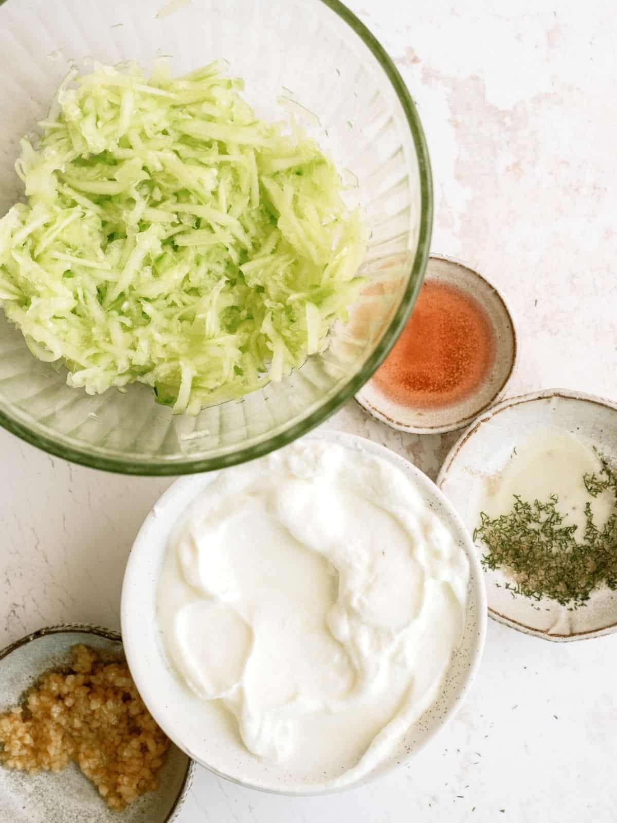 Ingredients for Homemade Tzatziki Sauce