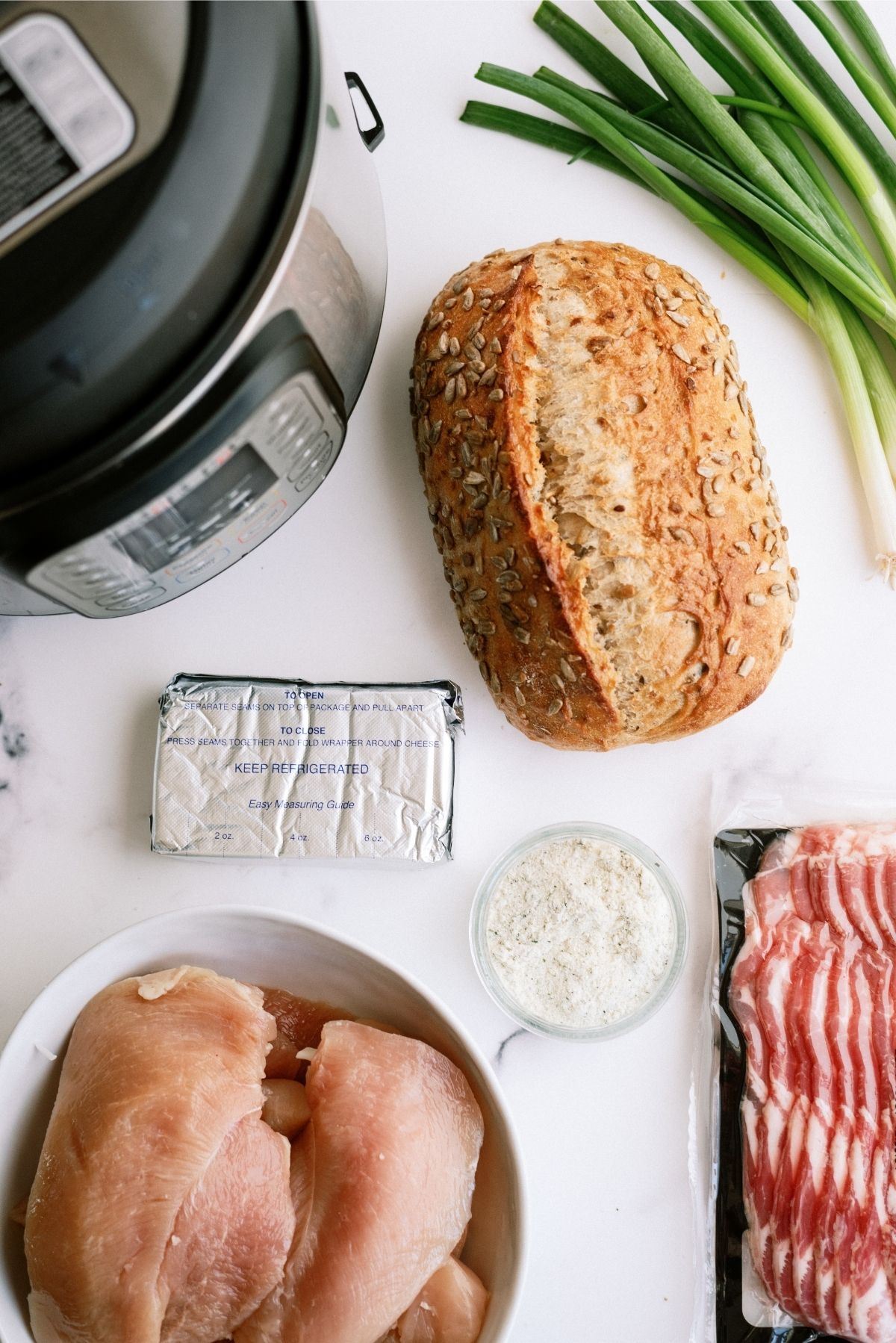 Ingredients for Instant Pot Chicken Bacon Ranch Sandwiches