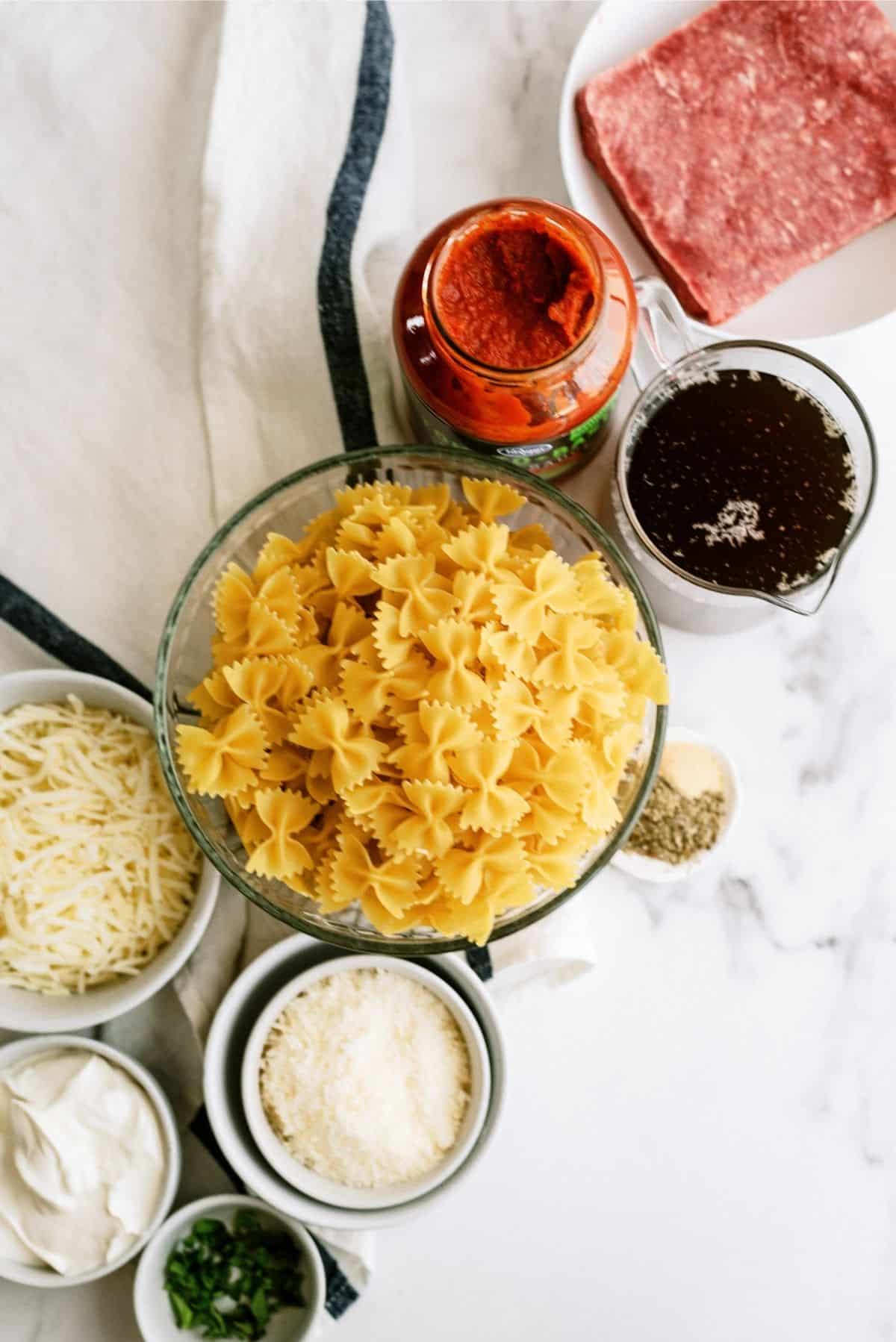 Ingredients for Instant Pot Ground Beef Lazy Lasagna