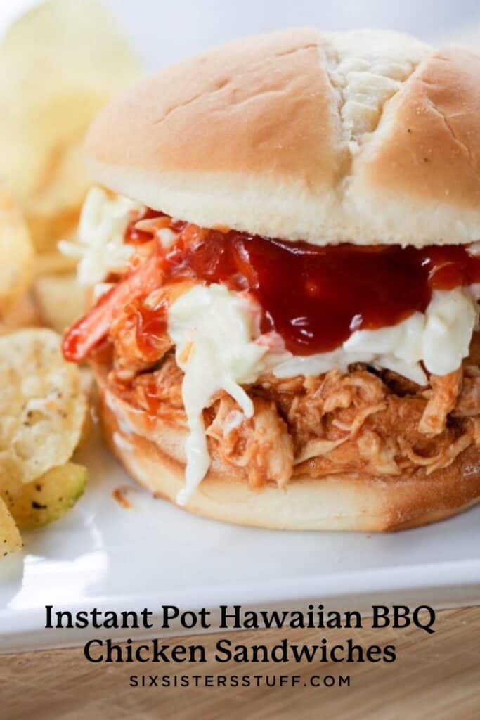 instant pot hawaiian bbq chicken sandwiches on a bun