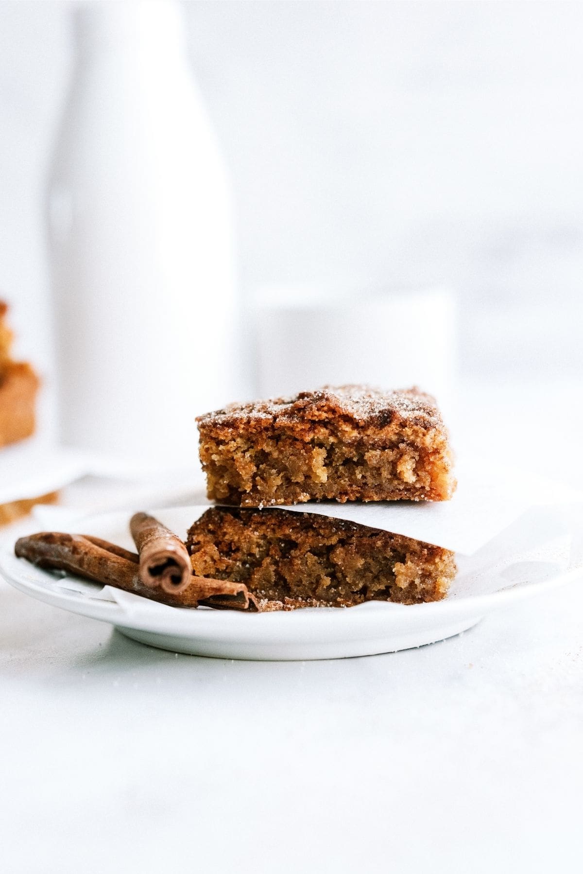 Snickerdoodle Blondies Recipe on white plate